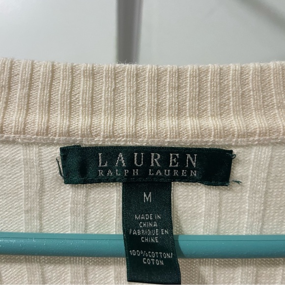Ralph Lauren Beige V-Neck Sweater 100% cotton size medium - Picture 3 of 5